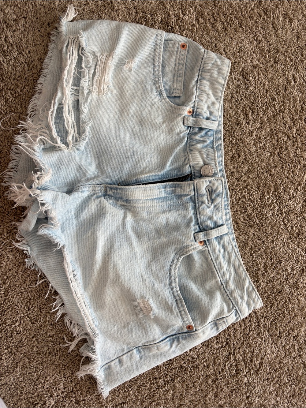 Garage Light Blue Distressed Frayed Denim Shorts 27